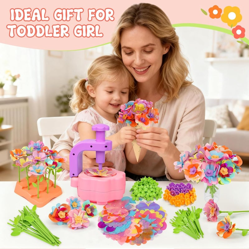 ZuxZuce Fabric Flower Bouquets Toys, Arts and Crafts Activity Kit for Kids Ages 3-12, DIY Flower Craft Kits for Toddler, Educational Activity Preschool Birthday Gifts for 3 4 5 6 7 8 9 10+ Year Old Girls - Image 4